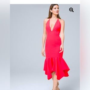 AIDAN MATTOX plunging Halter dress in Red. Original 195. Size 4